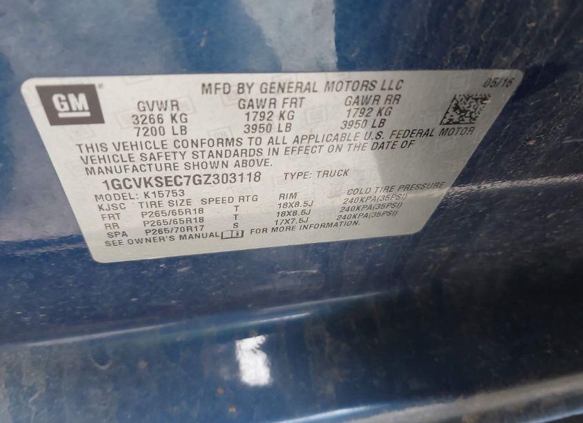 Photo 9 of 2016 Chevrolet Silverado 1500 2LZ (VIN 1GCVKSEC7GZ303118)