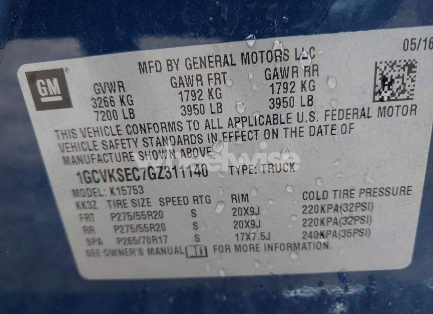 Photo 9 of 2016 Chevrolet Silverado 1500 1LZ (VIN 1GCVKSEC7GZ311140)