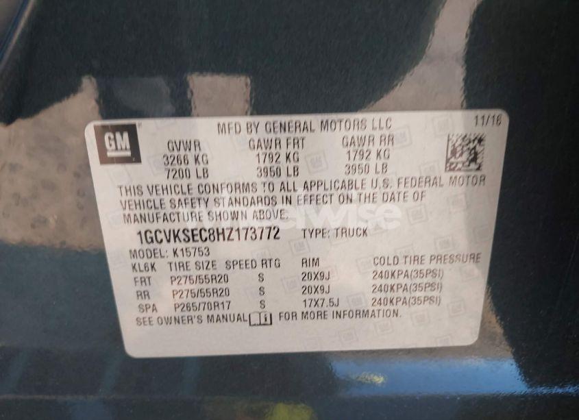 Photo 9 of 2017 Chevrolet Silverado 1500 2LZ (VIN 1GCVKSEC8HZ173772)