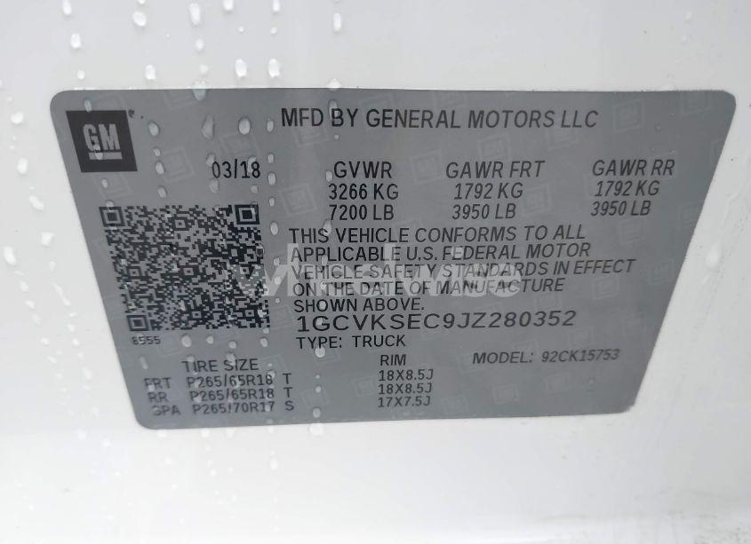 Photo 9 of 2018 Chevrolet Silverado 1500 1LZ (VIN 1GCVKSEC9JZ280352)