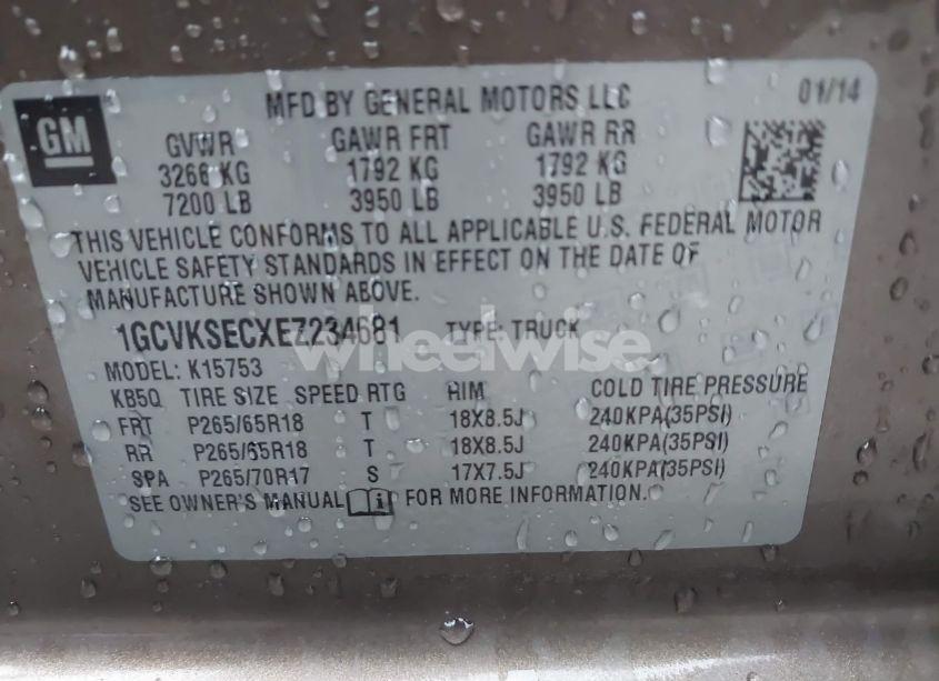 Photo 9 of 2014 Chevrolet Silverado 1500 2LZ (VIN 1GCVKSECXEZ234681)