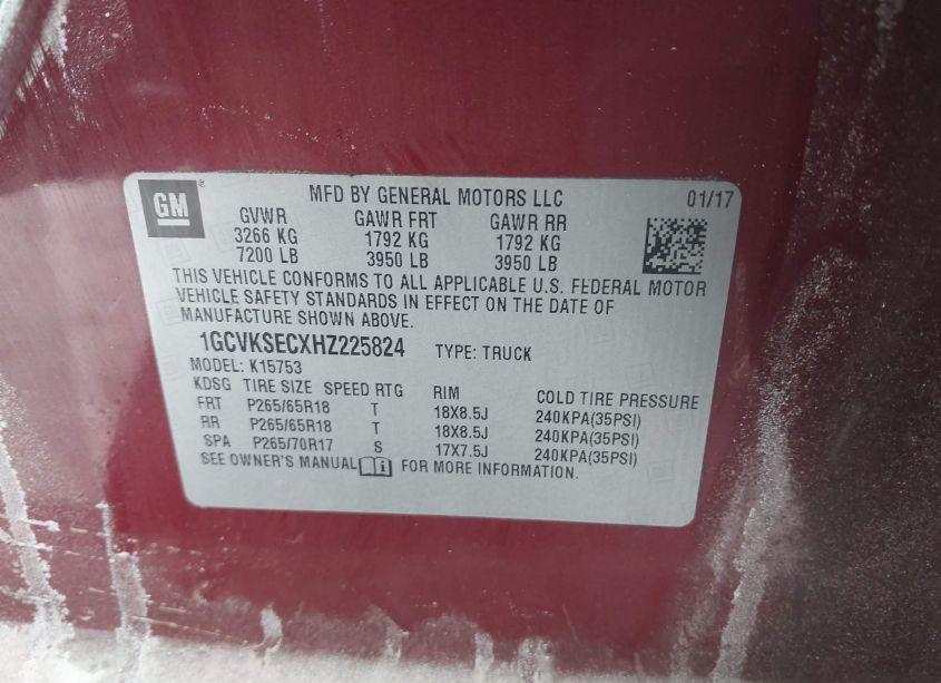 Photo 9 of 2017 Chevrolet Silverado 1500 1LZ (VIN 1GCVKSECXHZ225824)