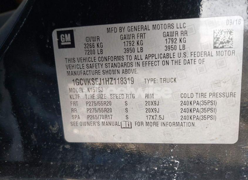 Photo 9 of 2017 Chevrolet Silverado 1500 2LZ (VIN 1GCVKSEJ1HZ118319)