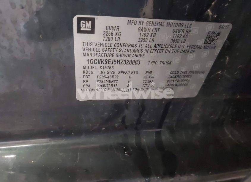 Photo 9 of 2017 Chevrolet Silverado 1500 2LZ (VIN 1GCVKSEJ5HZ328003)