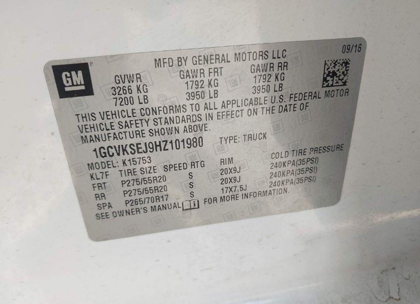 Photo 9 of 2017 Chevrolet Silverado 1500 2LZ (VIN 1GCVKSEJ9HZ101980)