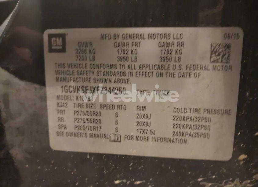 Photo 9 of 2015 Chevrolet Silverado 1500 2LZ (VIN 1GCVKSEJXFZ344260)