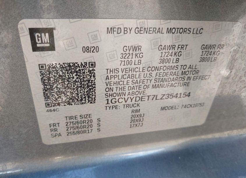 Photo 9 of 2020 Chevrolet Silverado 1500 4WD STANDARD BED LT (VIN 1GCVYDET7LZ354154)