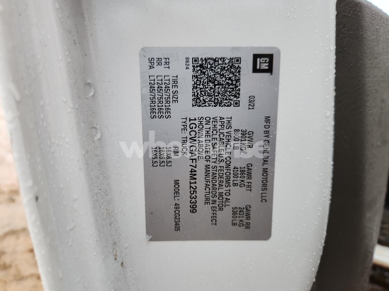 Photo 13 of 2021 CHEVROLET EXPRESS 2500 DELIVERY VAN (VIN 1GCWGAF74M1253399)