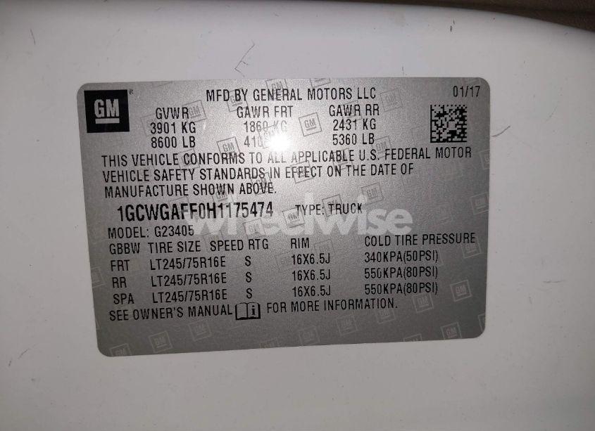 Photo 9 of 2017 Chevrolet Express 2500 WORK VAN (VIN 1GCWGAFF0H1175474)