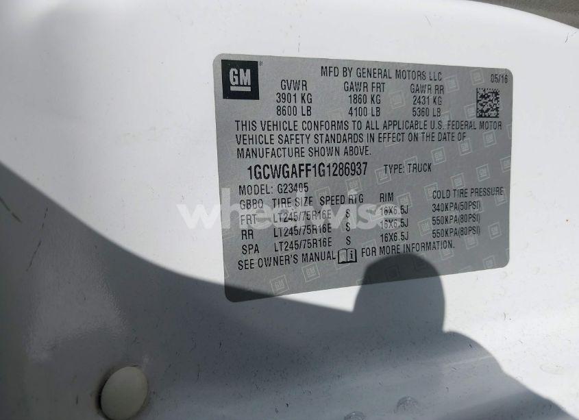 Photo 9 of 2016 Chevrolet Express 2500 WORK VAN (VIN 1GCWGAFF1G1286937)