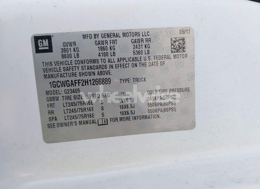 Photo 9 of 2017 Chevrolet Express 2500 WORK VAN (VIN 1GCWGAFF2H1266889)