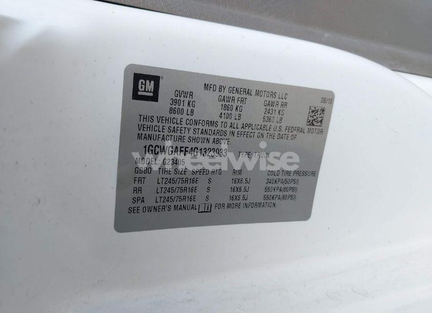 Photo 9 of 2016 Chevrolet Express 2500 WORK VAN (VIN 1GCWGAFF4G1323933)