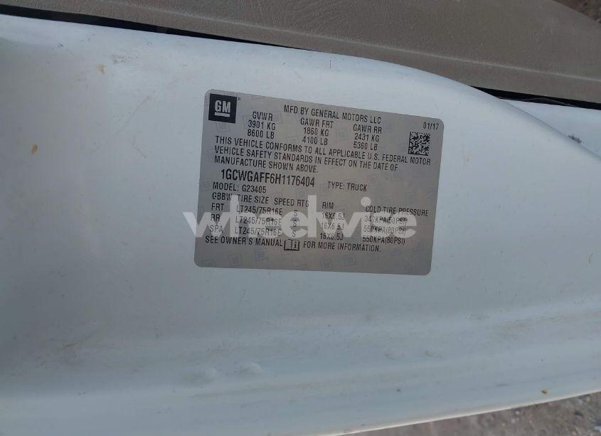 Photo 9 of 2017 Chevrolet Express 2500 WORK VAN (VIN 1GCWGAFF6H1176404)