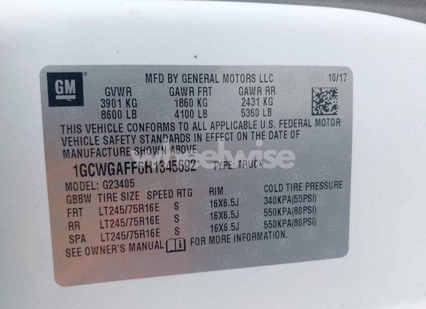 Photo 9 of 2017 Chevrolet Express 2500 WORK VAN (VIN 1GCWGAFF6H1345692)