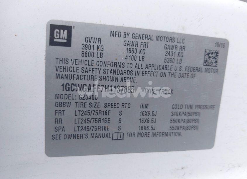 Photo 9 of 2017 Chevrolet Express 2500 WORK VAN (VIN 1GCWGAFF7H1137885)