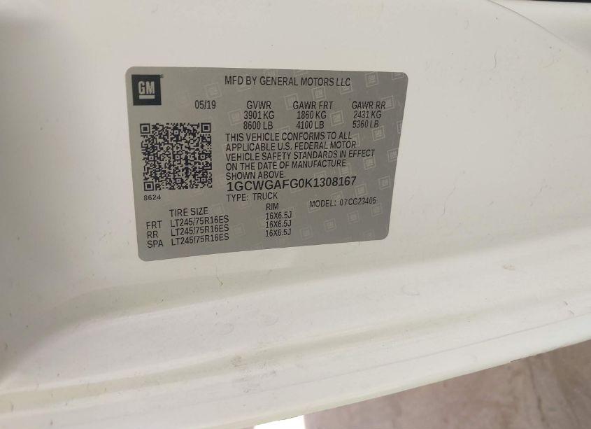 Photo 9 of 2019 Chevrolet Express 2500 WORK VAN (VIN 1GCWGAFG0K1308167)