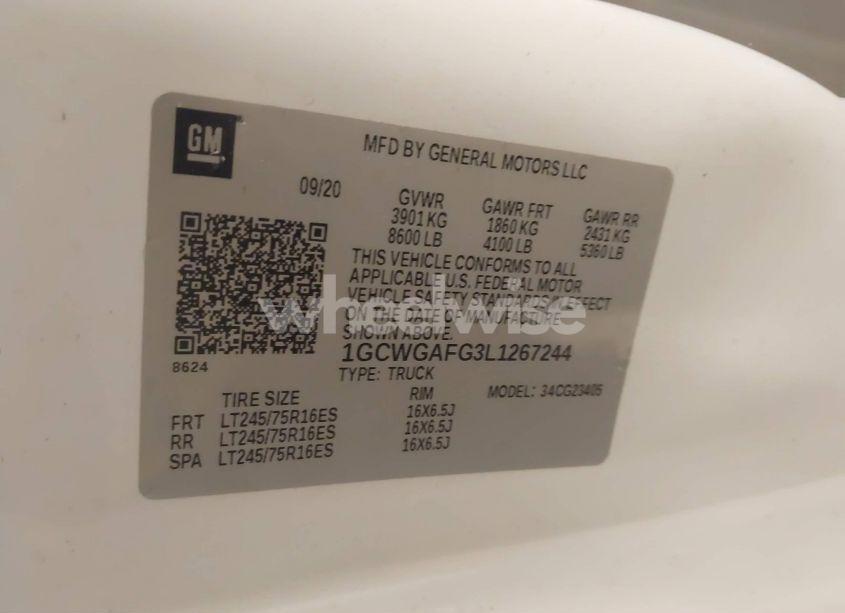 Photo 9 of 2020 Chevrolet Express CARGO RWD 2500 REGULAR WHEELBASE WT (VIN 1GCWGAFG3L1267244)