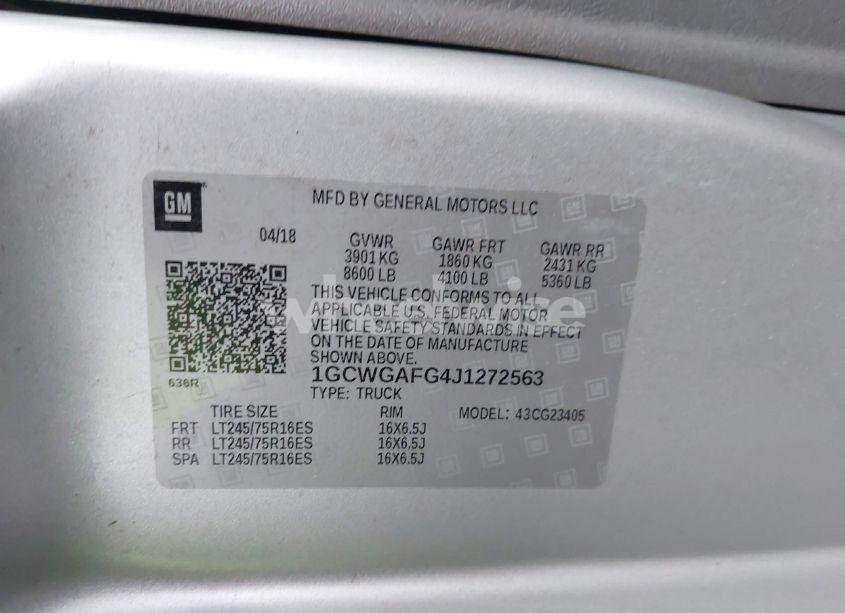 Photo 9 of 2018 Chevrolet Express 2500 WORK VAN (VIN 1GCWGAFG4J1272563)