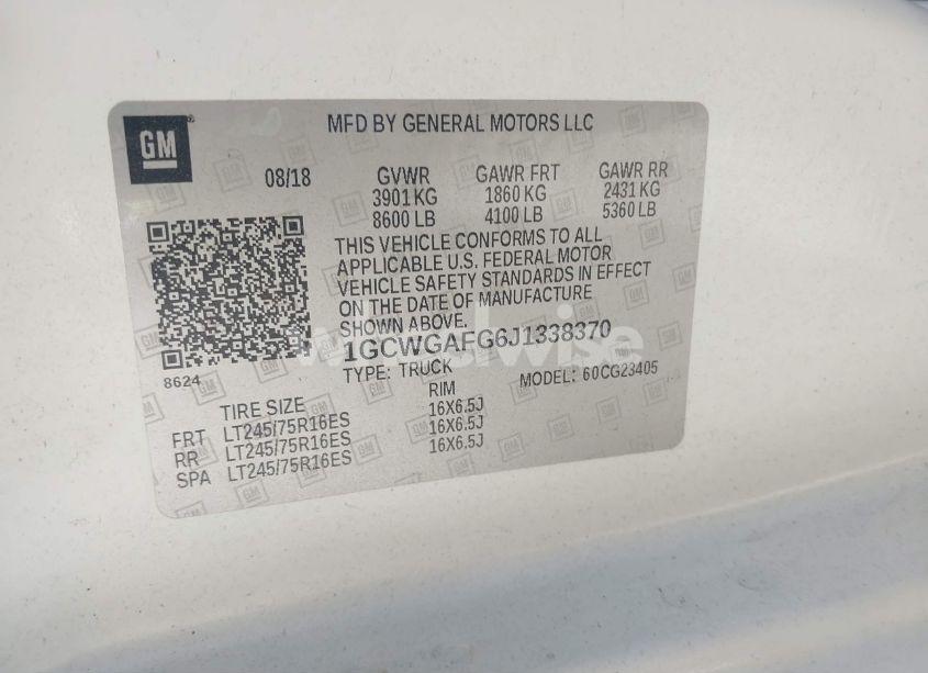 Photo 9 of 2018 Chevrolet Express 2500 WORK VAN (VIN 1GCWGAFG6J1338370)