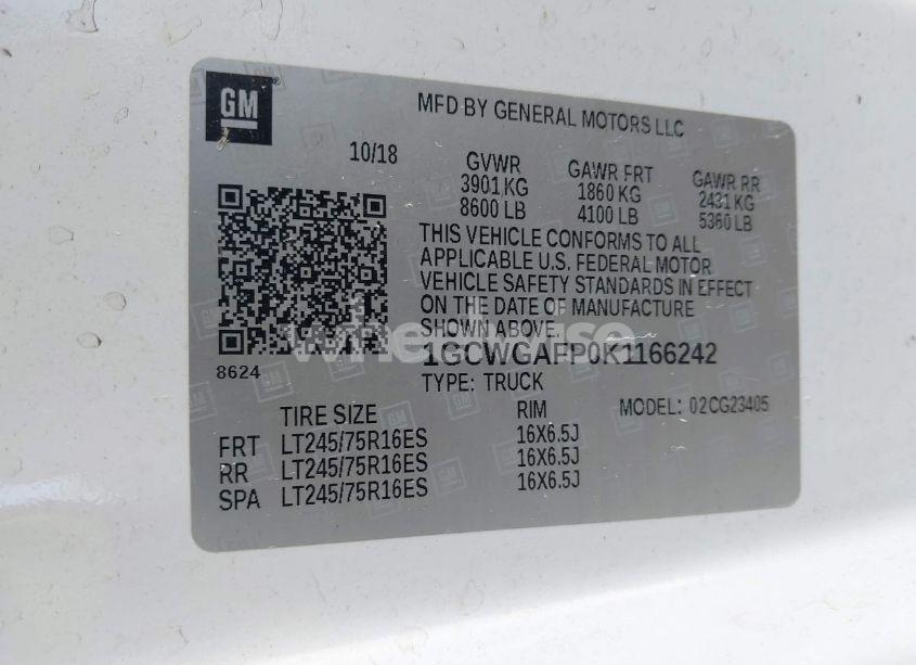 Photo 9 of 2019 Chevrolet Express 2500 WORK VAN (VIN 1GCWGAFP0K1166242)