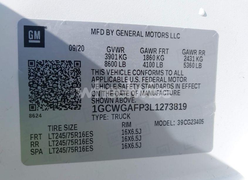 Photo 9 of 2020 Chevrolet Express CARGO RWD 2500 REGULAR WHEELBASE WT (VIN 1GCWGAFP3L1273819)