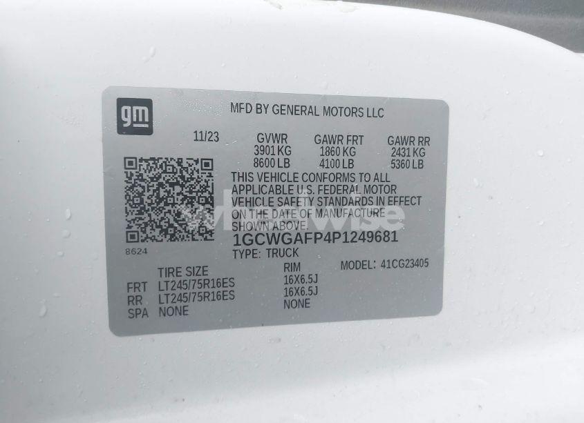Photo 9 of 2023 Chevrolet Express CARGO RWD 2500 REGULAR WHEELBASE WT (VIN 1GCWGAFP4P1249681)