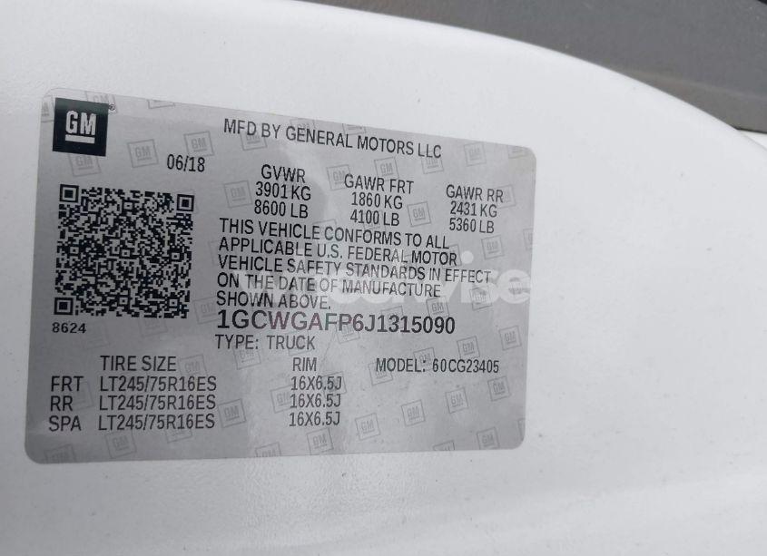 Photo 9 of 2018 Chevrolet Express 2500 WORK VAN (VIN 1GCWGAFP6J1315090)