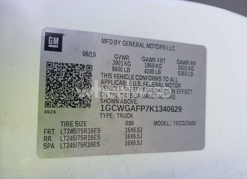 Photo 9 of 2019 Chevrolet Express 2500 WORK VAN (VIN 1GCWGAFP7K1340629)