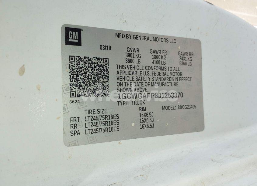 Photo 9 of 2018 Chevrolet Express 2500 WORK VAN (VIN 1GCWGAFP8J1253370)