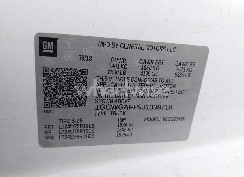 Photo 9 of 2018 Chevrolet Express 2500 WORK VAN (VIN 1GCWGAFP9J1338718)