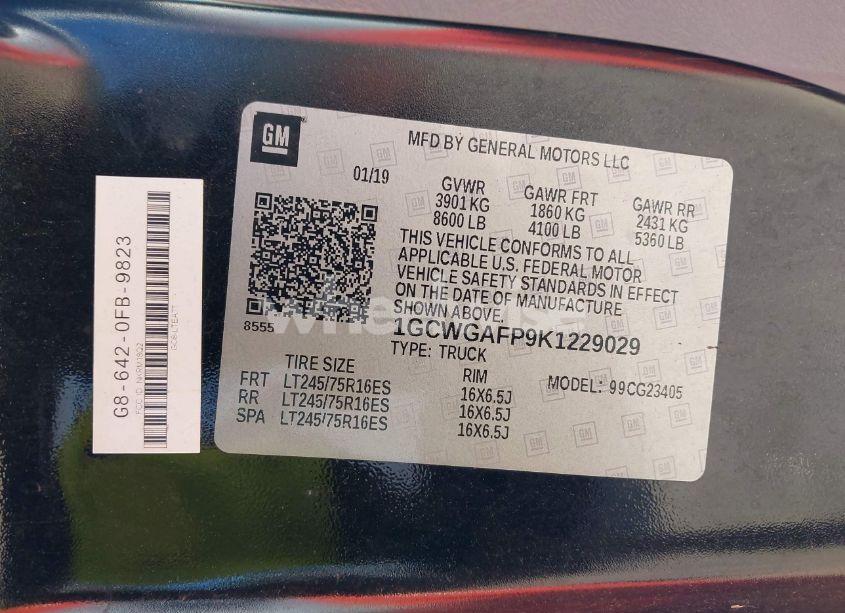 Photo 9 of 2019 Chevrolet Express 2500 WORK VAN (VIN 1GCWGAFP9K1229029)