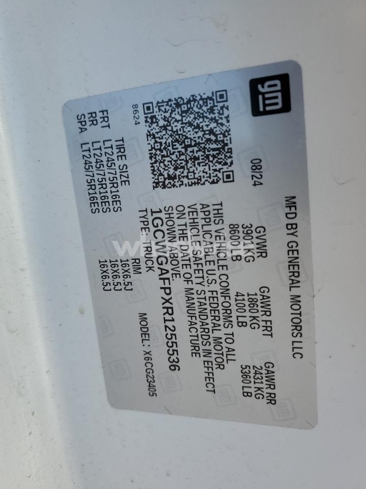 Photo 13 of 2024 CHEVROLET EXPRESS G2500 DELIVERY VAN (VIN 1GCWGAFPXR1255536)