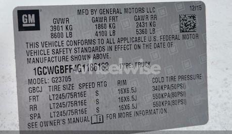 Photo 9 of 2016 Chevrolet Express 2500 (VIN 1GCWGBFF4G1186188)