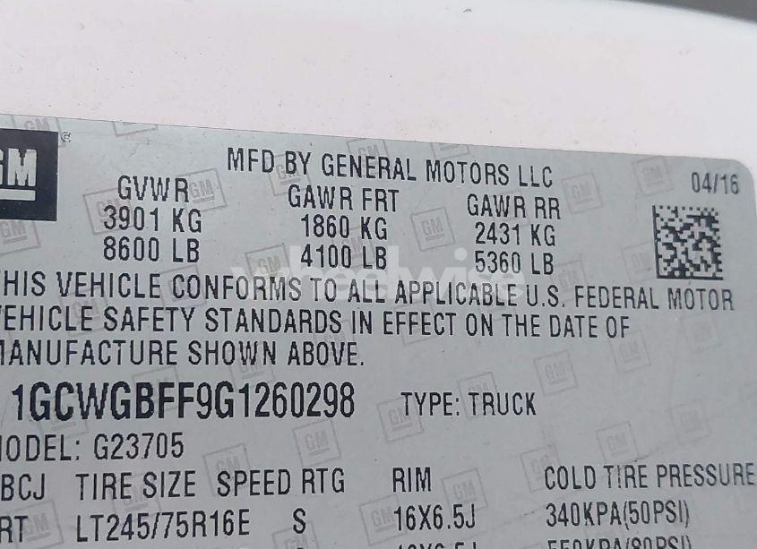 Photo 9 of 2016 Chevrolet Express 2500 WORK VAN (VIN 1GCWGBFF9G1260298)