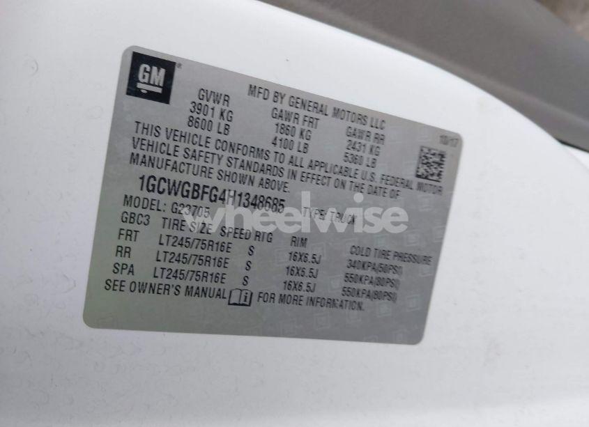 Photo 9 of 2017 Chevrolet Express 2500 WORK VAN (VIN 1GCWGBFG4H1348685)