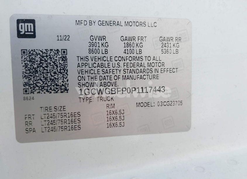 Photo 9 of 2023 Chevrolet Express CARGO RWD 2500 EXTENDED WHEELBASE WT (VIN 1GCWGBFP0P1117443)
