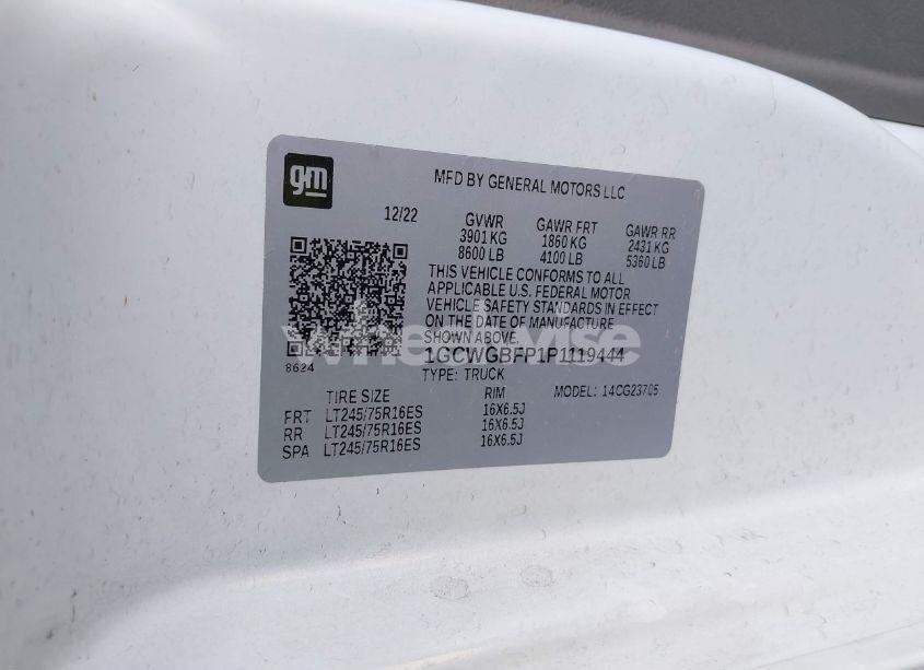 Photo 9 of 2023 Chevrolet Express CARGO RWD 2500 EXTENDED WHEELBASE WT (VIN 1GCWGBFP1P1119444)