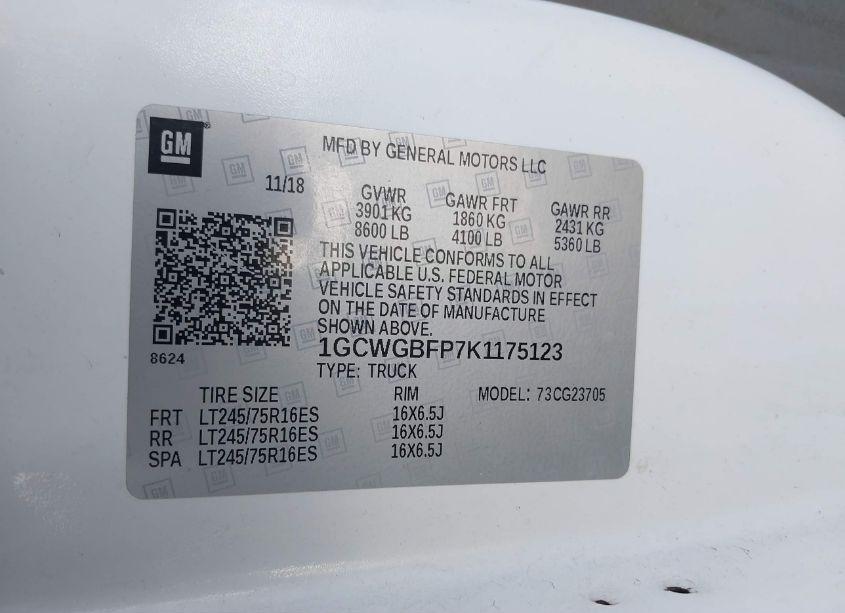 Photo 9 of 2019 Chevrolet Express 2500 WORK VAN (VIN 1GCWGBFP7K1175123)