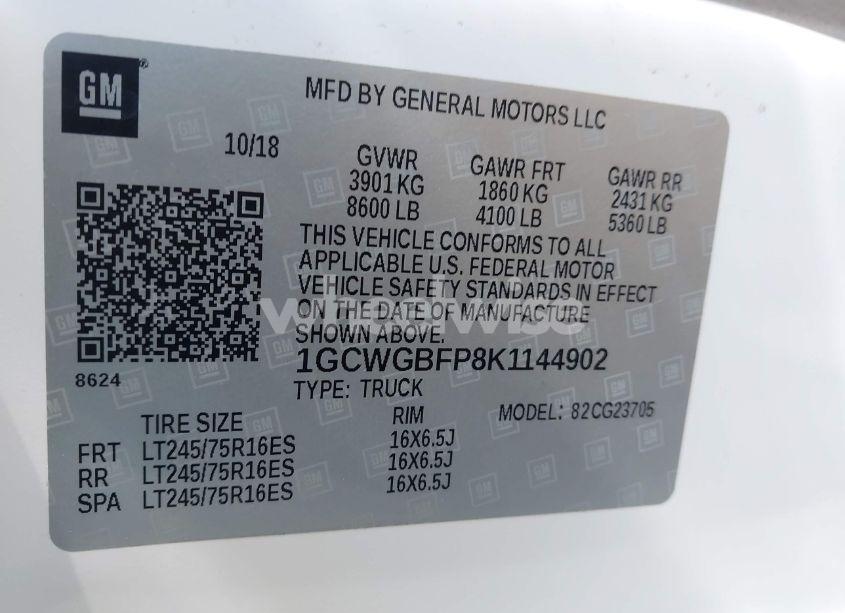 Photo 9 of 2019 Chevrolet Express 2500 WORK VAN (VIN 1GCWGBFP8K1144902)