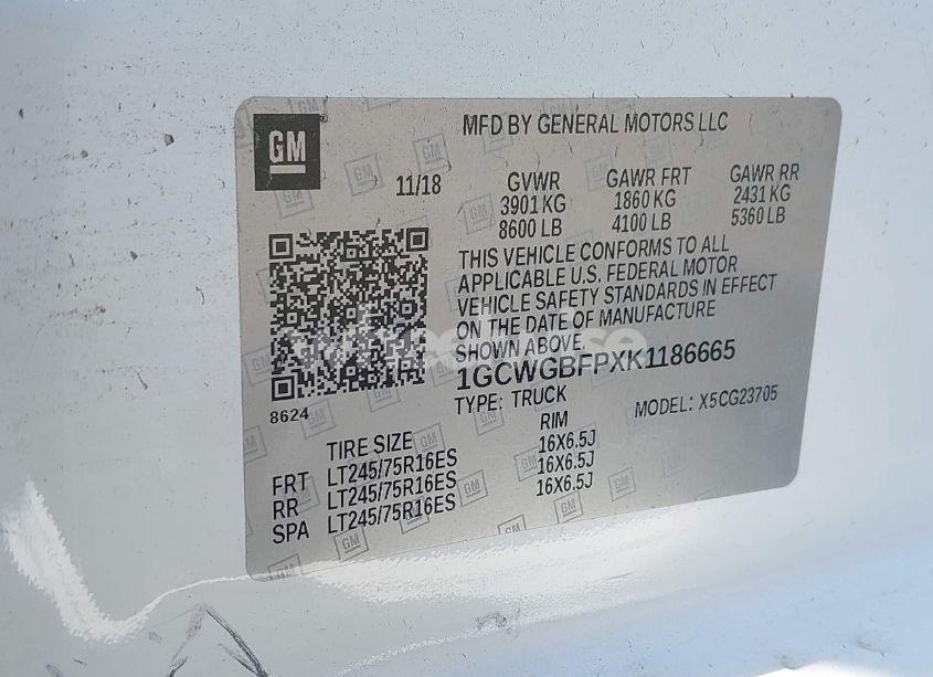 Photo 9 of 2019 Chevrolet Express 2500 WORK VAN (VIN 1GCWGBFPXK1186665)