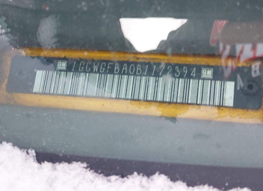 Photo 9 of 2011 Chevrolet Express 2500 WORK VAN (VIN 1GCWGFBA0B1172394)