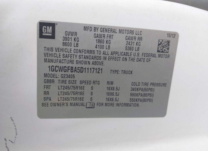 Photo 9 of 2013 Chevrolet Express 2500 WORK VAN (VIN 1GCWGFBA5D1117121)