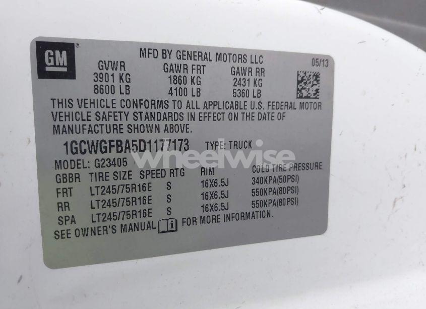 Photo 9 of 2013 Chevrolet Express 2500 WORK VAN (VIN 1GCWGFBA5D1177173)