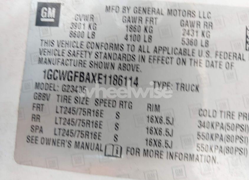 Photo 9 of 2014 Chevrolet Express 2500 WORK VAN (VIN 1GCWGFBAXE1186114)