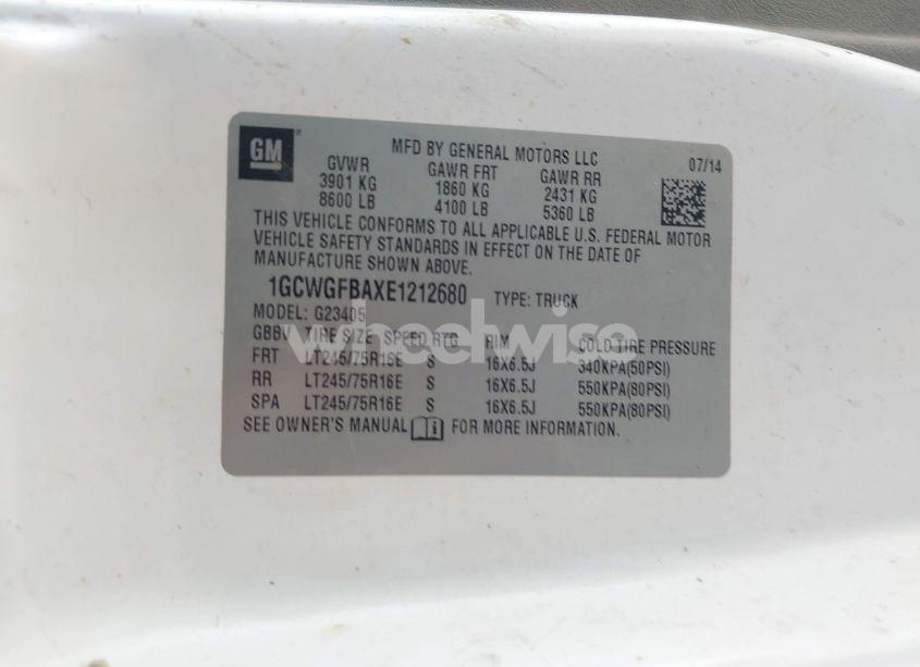 Photo 9 of 2014 Chevrolet Express 2500 WORK VAN (VIN 1GCWGFBAXE1212680)