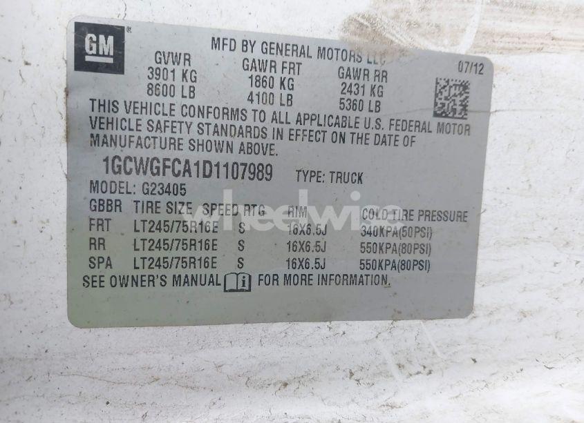 Photo 9 of 2013 Chevrolet Express 2500 WORK VAN (VIN 1GCWGFCA1D1107989)