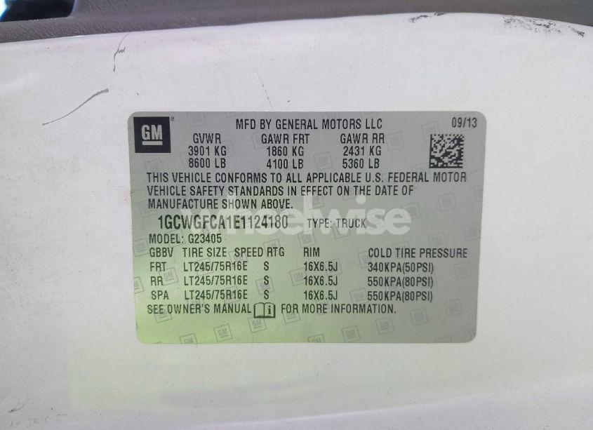 Photo 9 of 2014 Chevrolet Express 2500 WORK VAN (VIN 1GCWGFCA1E1124180)