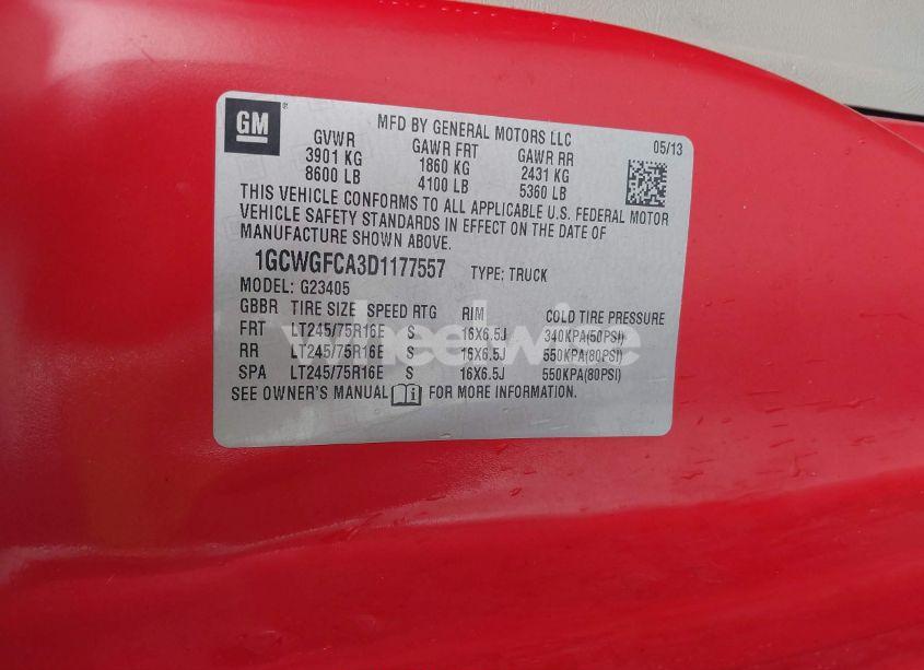 Photo 9 of 2013 Chevrolet Express 2500 WORK VAN (VIN 1GCWGFCA3D1177557)