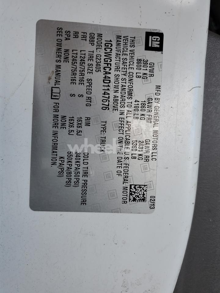 Photo 13 of 2013 CHEVROLET EXPRESS G2500 (VIN 1GCWGFCA4D1147676)