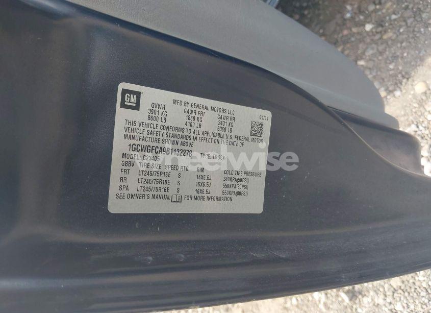 Photo 9 of 2011 Chevrolet Express 2500 WORK VAN (VIN 1GCWGFCA9B1132278)